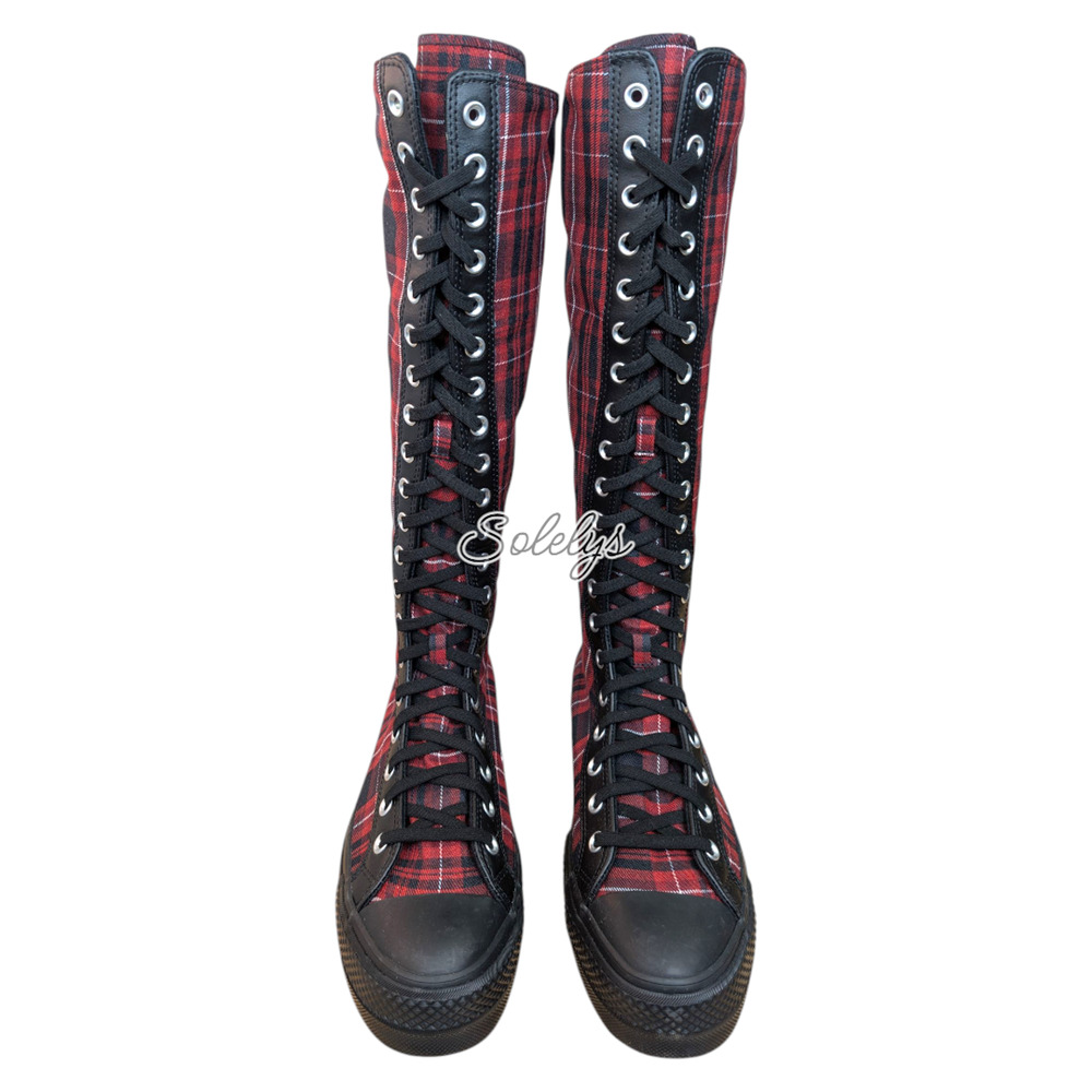 Converse XXHI Platform Lift Plaid Park Red Black Knee High Sneaker Bundle 5.5 - Picture 2 of 10